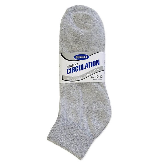 Gray Men's Diabetic Quarter Ankle - Set Of 3 Pairs - Foot Socks - Picture 1 of 3